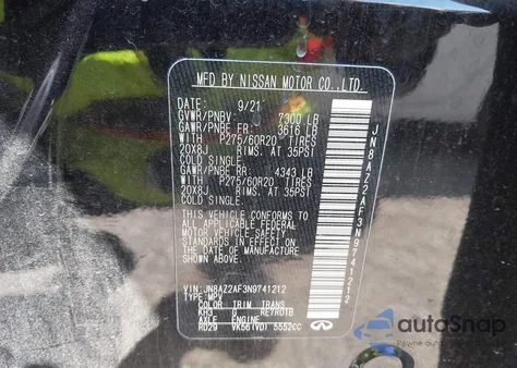 2022 Infiniti Qx80 Luxe from USA, damaged, VIN JN8AZ2AF3N9741212